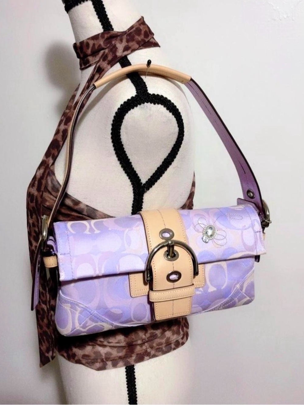 Vintage Coach Soho Ladybug Signature Optic Flap Bag (2004)